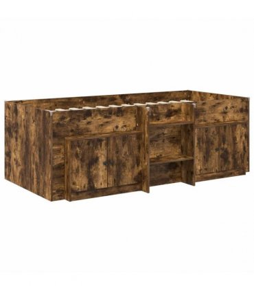 vidaXL Loft Bed Frame with Cabinet 3 pcs Smoked Oak Engineered Wood — V0672245906