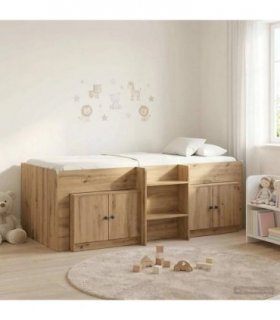 vidaXL Loft Bed Frame with Cabinet 3 pcs Artisan Oak Engineered Wood — V0672245907