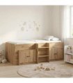 vidaXL Loft Bed Frame with Cabinet 3 pcs Artisan Oak Engineered Wood — V0672245907