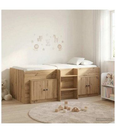 vidaXL Loft Bed Frame with Cabinet 3 pcs Artisan Oak Engineered Wood — V0672245907