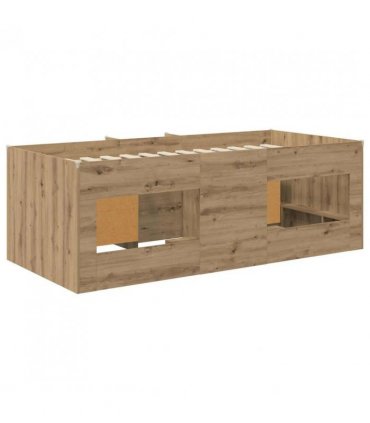vidaXL Loft Bed Frame with Cabinet 3 pcs Artisan Oak Engineered Wood — V0672245907