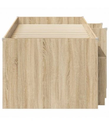 vidaXL Loft Bed Frame with Cabinet 3 pcs Sonoma Oak Engineered Wood — V0672245912