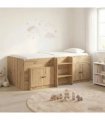 vidaXL Loft Bed Frame with Cabinet 3 pcs Artisan Oak Engineered Wood — V0672245913