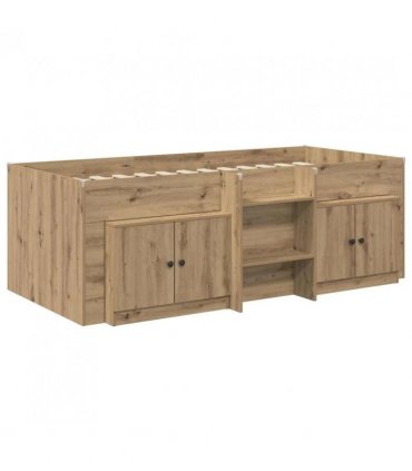 vidaXL Loft Bed Frame with Cabinet 3 pcs Artisan Oak Engineered Wood — V0672245913