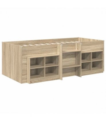 vidaXL Loft Bed Frame with Cabinet 3 pcs Sonoma Oak Engineered Wood — V0672245916
