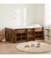 vidaXL Loft Bed Frame with Cabinet 3 pcs Smoked Oak Engineered Wood — V0672245917