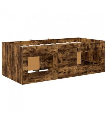 vidaXL Loft Bed Frame with Cabinet 3 pcs Smoked Oak Engineered Wood — V0672245917