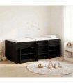 vidaXL Loft Bed Frame with Cabinet 3 pcs Black Engineered Wood — V0672245918