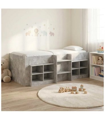 vidaXL Loft Bed Frame with Cabinet 3 pcs Concrete Grey Engineered Wood — V0672245920
