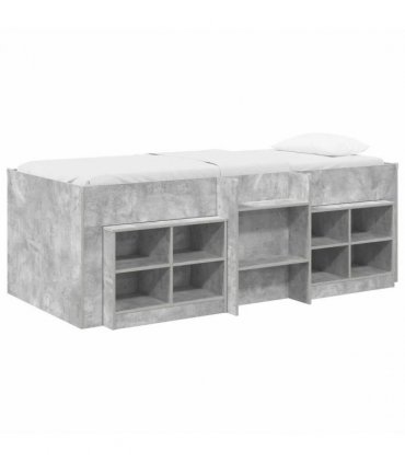 vidaXL Loft Bed Frame with Cabinet 3 pcs Concrete Grey Engineered Wood — V0672245920