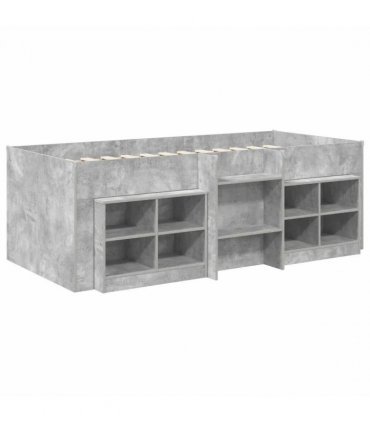 vidaXL Loft Bed Frame with Cabinet 3 pcs Concrete Grey Engineered Wood — V0672245920