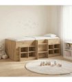 vidaXL Loft Bed Frame with Cabinet 3 pcs Artisan Oak Engineered Wood — V0672245921
