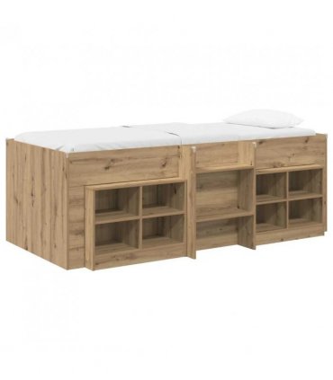 vidaXL Loft Bed Frame with Cabinet 3 pcs Artisan Oak Engineered Wood — V0672245921