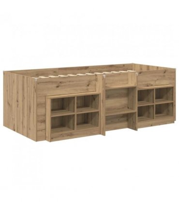 vidaXL Loft Bed Frame with Cabinet 3 pcs Artisan Oak Engineered Wood — V0672245921