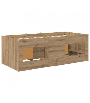 vidaXL Loft Bed Frame with Cabinet 3 pcs Artisan Oak Engineered Wood — V0672245921