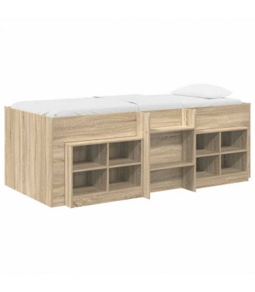 vidaXL Loft Bed Frame with Cabinet 3 pcs Sonoma Oak Engineered Wood — V0672245926
