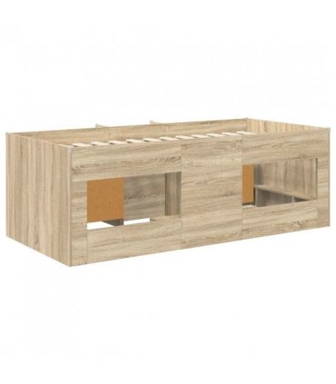 vidaXL Loft Bed Frame with Cabinet 3 pcs Sonoma Oak Engineered Wood — V0672245926
