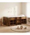 vidaXL Loft Bed Frame with Cabinet 3 pcs Smoked Oak Engineered Wood — V0672245930