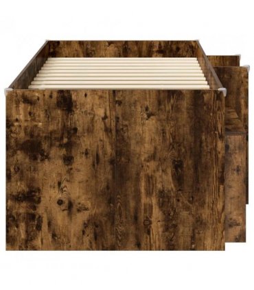 vidaXL Loft Bed Frame with Cabinet 3 pcs Smoked Oak Engineered Wood — V0672245930