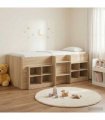 vidaXL Loft Bed Frame with Cabinet 3 pcs Sonoma Oak Engineered Wood — V0672245932