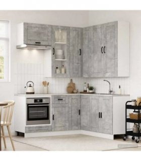 vidaXL Kitchen Unit PORTO 8 pcs Concrete Grey Engineered Wood — V0672246678