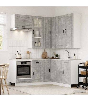 vidaXL Kitchen Unit PORTO 8 pcs Concrete Grey Engineered Wood — V0672246678