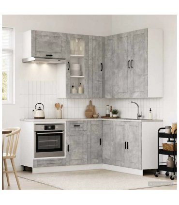 vidaXL Kitchen Unit PORTO 8 pcs Concrete Grey Engineered Wood — V0672246678