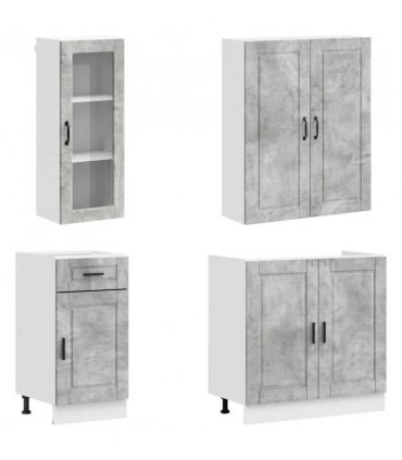 vidaXL Kitchen Unit PORTO 8 pcs Concrete Grey Engineered Wood — V0672246678