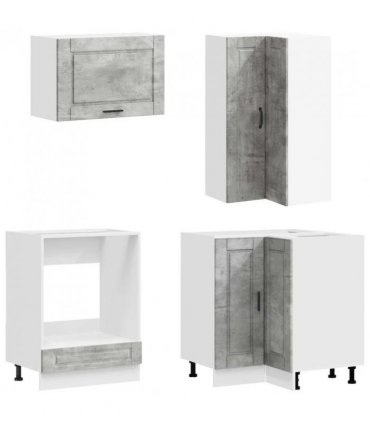 vidaXL Kitchen Unit PORTO 8 pcs Concrete Grey Engineered Wood — V0672246678