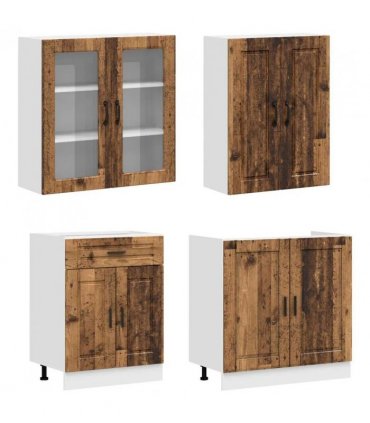 vidaXL Kitchen Unit PORTO 8 pcs Old Wood Engineered Wood — V0672246682