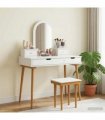 vidaXL Dressing Table Set FAUSKE 5 pcs White 100 x 50 x 143 cm — Model: 1x table + 2x hutch + 1x curved frame mirror + 1x stool