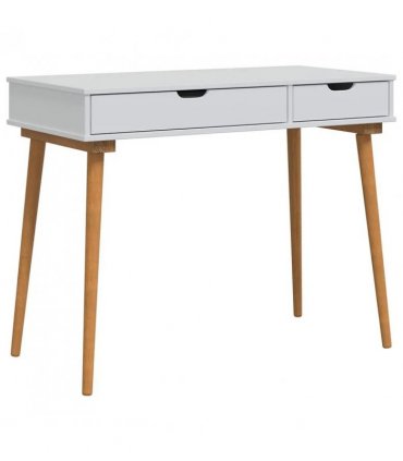 vidaXL Dressing Table Set FAUSKE 5 pcs White 100 x 50 x 14 — Model: 1x table + 2x hutch (2 shelves) + 1x rectangular frame mirro