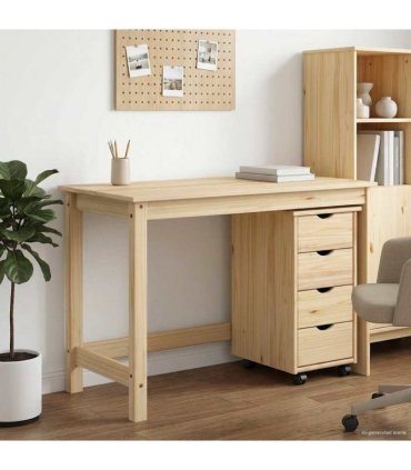 vidaXL Desk Cabinet Set 2 pcs Brown Solid Pine Wood