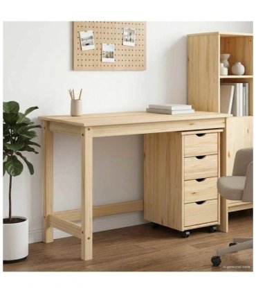 vidaXL Desk Cabinet Set 2 pcs Brown Solid Pine Wood