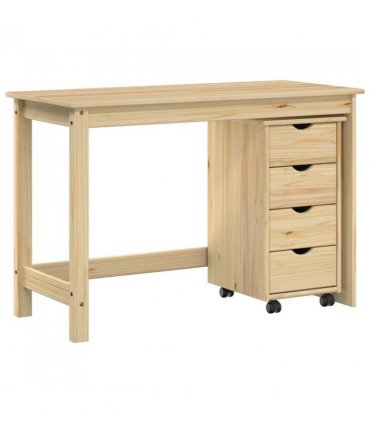 vidaXL Desk Cabinet Set 2 pcs Brown Solid Pine Wood