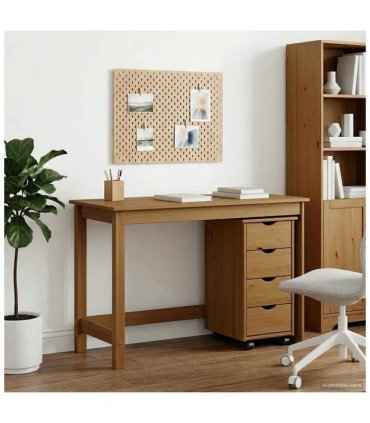 vidaXL Desk Cabinet Set 2 pcs Honey Brown Solid Pine Wood