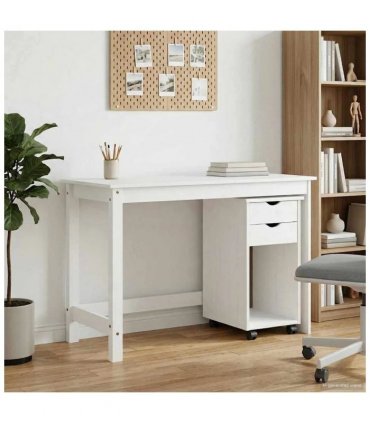 vidaXL Desk Cabinet Set 2 pcs White Solid Pine Wood