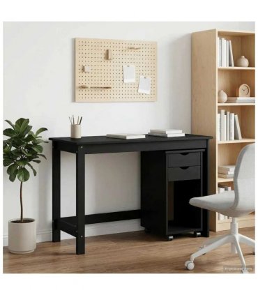 vidaXL Desk Cabinet Set 2 pcs Black Solid Pine Wood