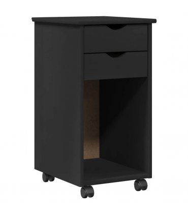 vidaXL Desk Cabinet Set 2 pcs Black Solid Pine Wood