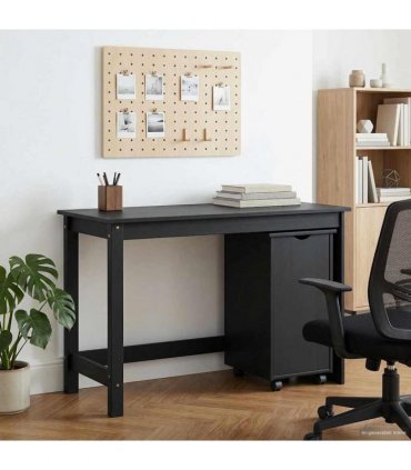 vidaXL Desk Cabinet Set 2 pcs Black Solid Pine Wood — V0672246718