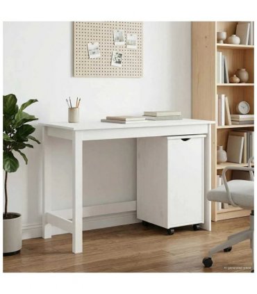 vidaXL Desk Cabinet Set 2 pcs White Solid Pine Wood — V0672246719