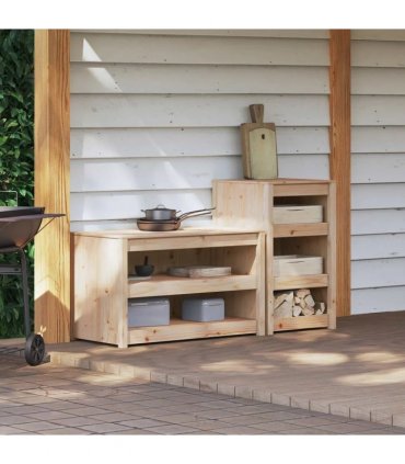 vidaXL Outdoor Kitchen Cabinet MEPPEL 2 pcs Natural Douglas