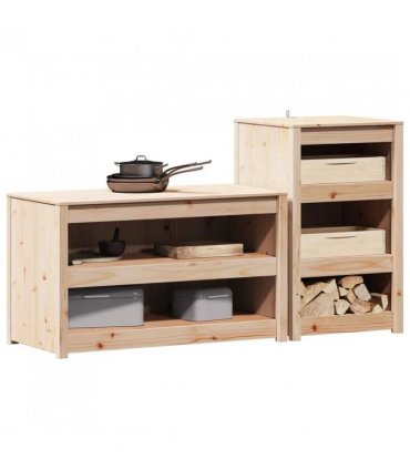 vidaXL Outdoor Kitchen Cabinet MEPPEL 2 pcs Natural Douglas