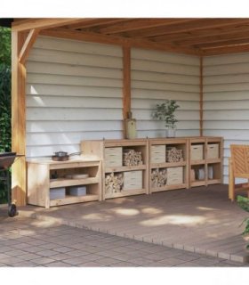 vidaXL Outdoor Kitchen Cabinet MEPPEL 4 pcs Natural Douglas