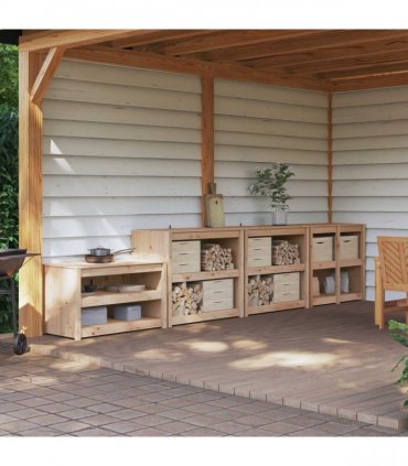 vidaXL Outdoor Kitchen Cabinet MEPPEL 4 pcs Natural Douglas