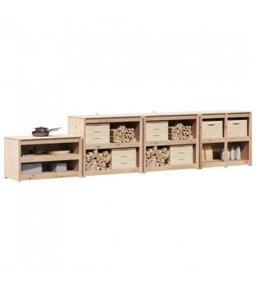vidaXL Outdoor Kitchen Cabinet MEPPEL 4 pcs Natural Douglas