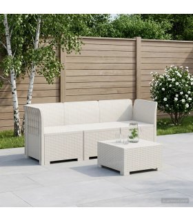 vidaXL 3-Seater Garden Sofa Rattan Look PP White — Model: without cushion