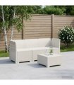 vidaXL 3-Seater Garden Sofa Rattan Look PP White — Model: without cushion