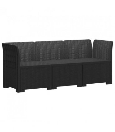vidaXL 3-Seater Garden Sofa Rattan Look PP Anthracite — Model: without cushion