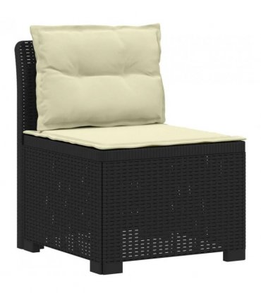 vidaXL 3-Seater Garden Sofa with Cushions Rattan Look PP Anthr — Colour: Anthracite and cream, Model: with seat and back cushion